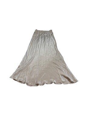 YFB Womens XS Maxi Skirt Satin Elastic Waist Champagne 55% Viscose Blend (F882)